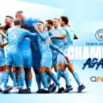 Manchester City celebrating being the 2022 champions