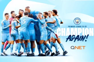 Manchester City celebrating being the 2022 champions