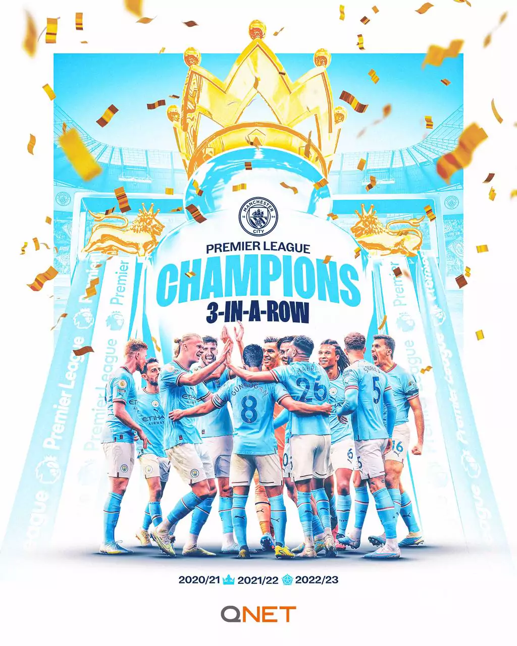 Manchester City are Premier League chamions. 3-in-a-row